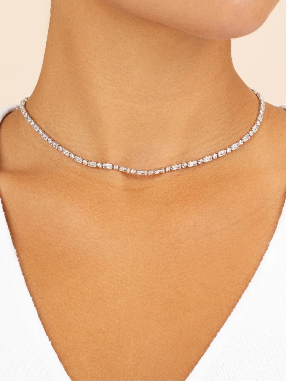 Sterling Forever Georgia CZ Tennis Necklace